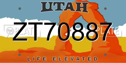 ZT70887 Utah License Plate