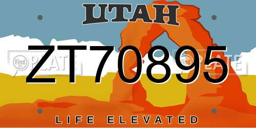 ZT70895 Utah License Plate