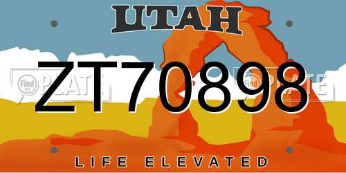 ZT70898 Utah License Plate