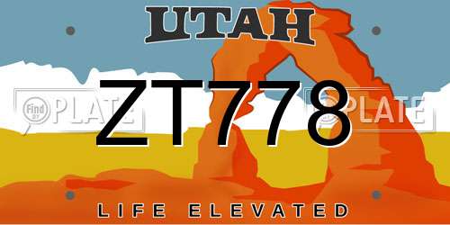 ZT778 Utah License Plate