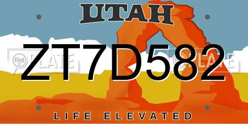 ZT7D582 Utah License Plate