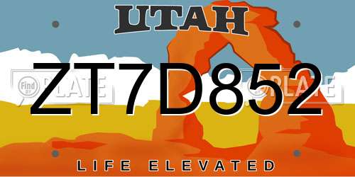 ZT7D852 Utah License Plate