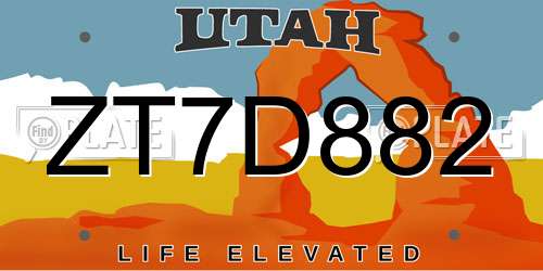 ZT7D882 Utah License Plate