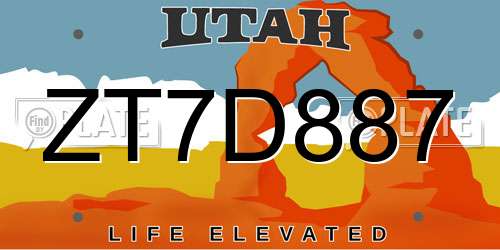 ZT7D887 Utah License Plate