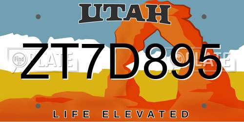 ZT7D895 Utah License Plate