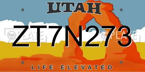 ZT7N273 Utah License Plate