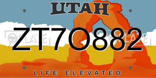 ZT7O882 Utah License Plate