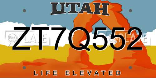 ZT7Q552 Utah License Plate
