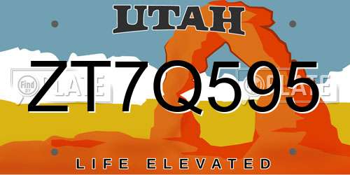 ZT7Q595 Utah License Plate