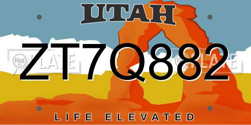 ZT7Q882 Utah License Plate