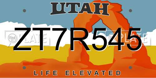 ZT7R545 Utah License Plate