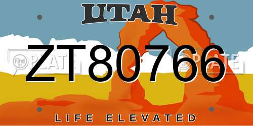 ZT80766 Utah License Plate