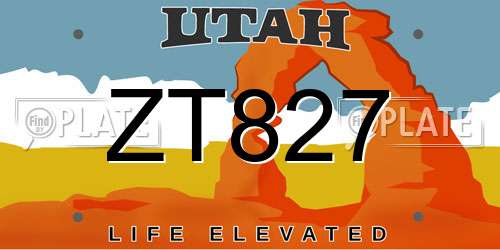 ZT827 Utah License Plate