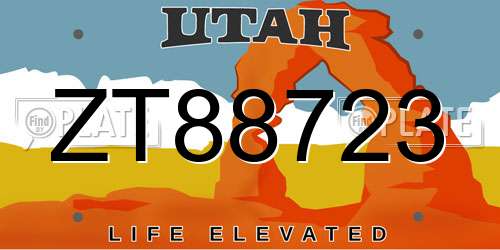 ZT88723 Utah License Plate