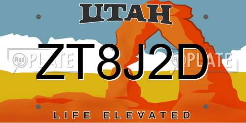ZT8J2D Utah License Plate