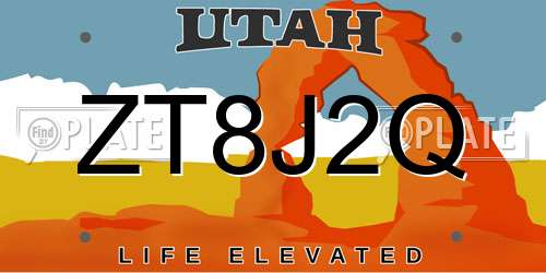 ZT8J2Q Utah License Plate