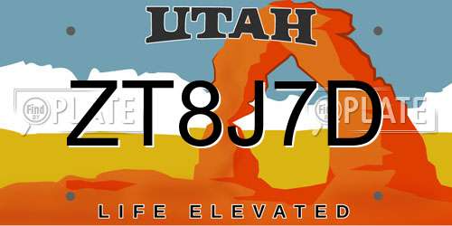 ZT8J7D Utah License Plate