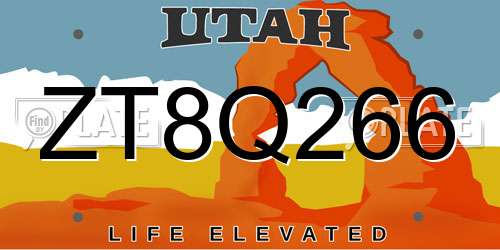 ZT8Q266 Utah License Plate