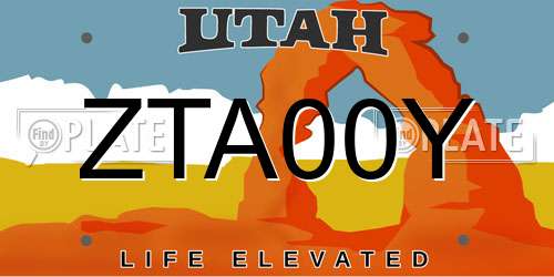 ZTA00Y Utah License Plate