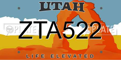ZTA522 Utah License Plate