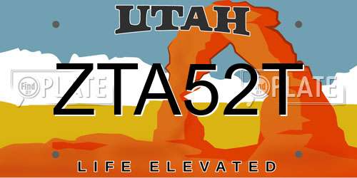 ZTA52T Utah License Plate