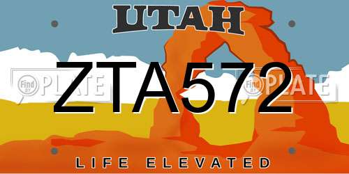 ZTA572 Utah License Plate