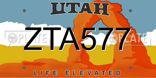 ZTA577 Utah License Plate