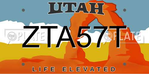 ZTA57T Utah License Plate