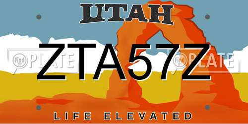 ZTA57Z Utah License Plate