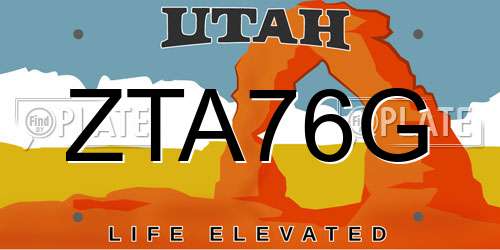 ZTA76G Utah License Plate
