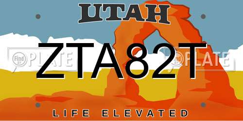 ZTA82T Utah License Plate