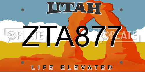 ZTA877 Utah License Plate