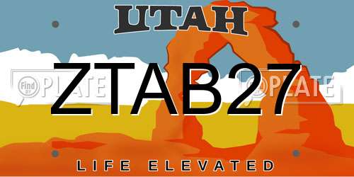ZTAB27 Utah License Plate