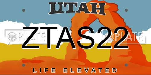 ZTAS22 Utah License Plate
