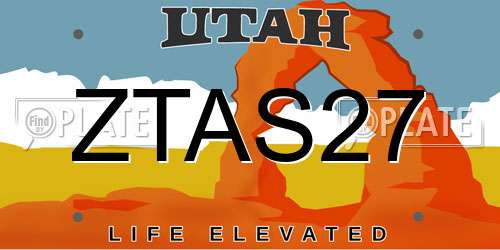 ZTAS27 Utah License Plate