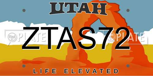 ZTAS72 Utah License Plate