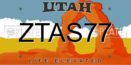 ZTAS77 Utah License Plate