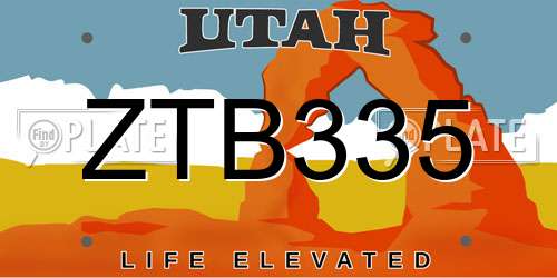 ZTB335 Utah License Plate