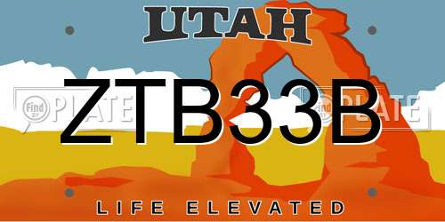 ZTB33B Utah License Plate