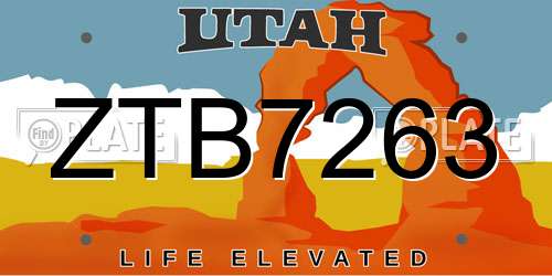 ZTB7263 Utah License Plate