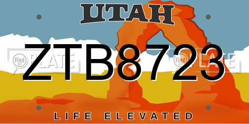 ZTB8723 Utah License Plate
