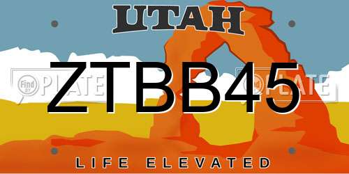 ZTBB45 Utah License Plate