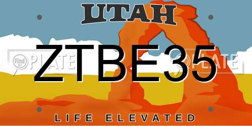 ZTBE35 Utah License Plate
