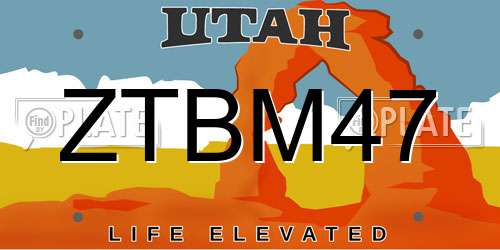 ZTBM47 Utah License Plate