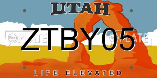 ZTBY05 Utah License Plate