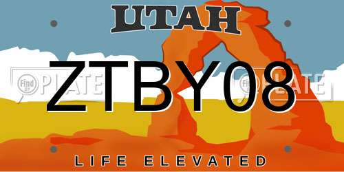 ZTBY08 Utah License Plate