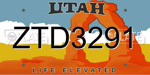 ZTD3291 Utah License Plate