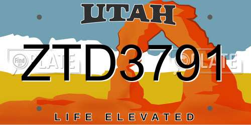 ZTD3791 Utah License Plate