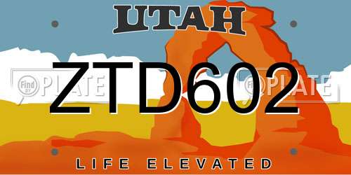 ZTD602 Utah License Plate