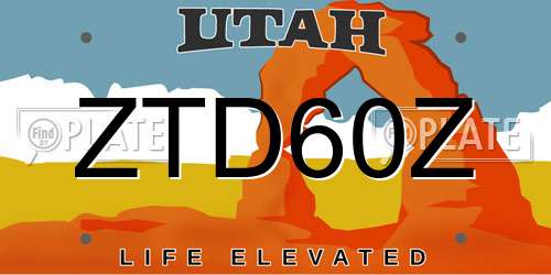 ZTD60Z Utah License Plate
